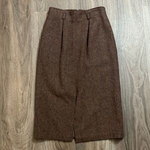 Geoffrey Beene Chocolate Wool  1980s Pencil Skirt